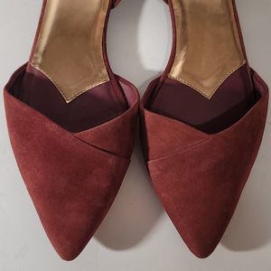 Ted Baker Women's Burgundy Wine Suede Pointy Toe Flat Shoes